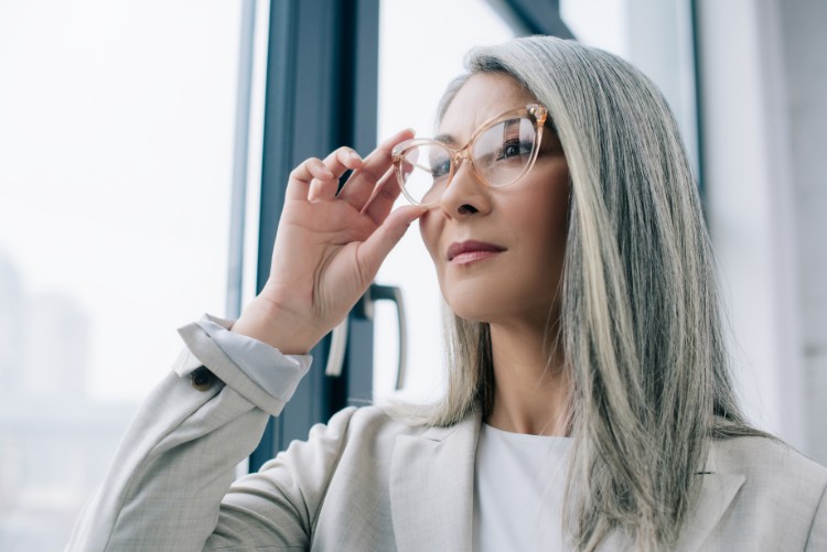 Girl Poses Wearing Eye Glasses