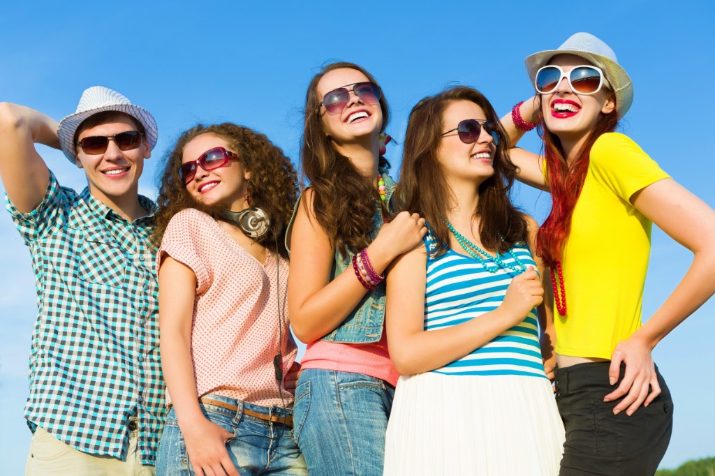 Group Of Friends Wearing Black Glasses